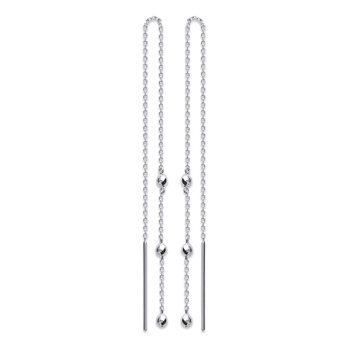 Boucles d'oreilles Brillaxis chaînes avec perlesargent rhodié