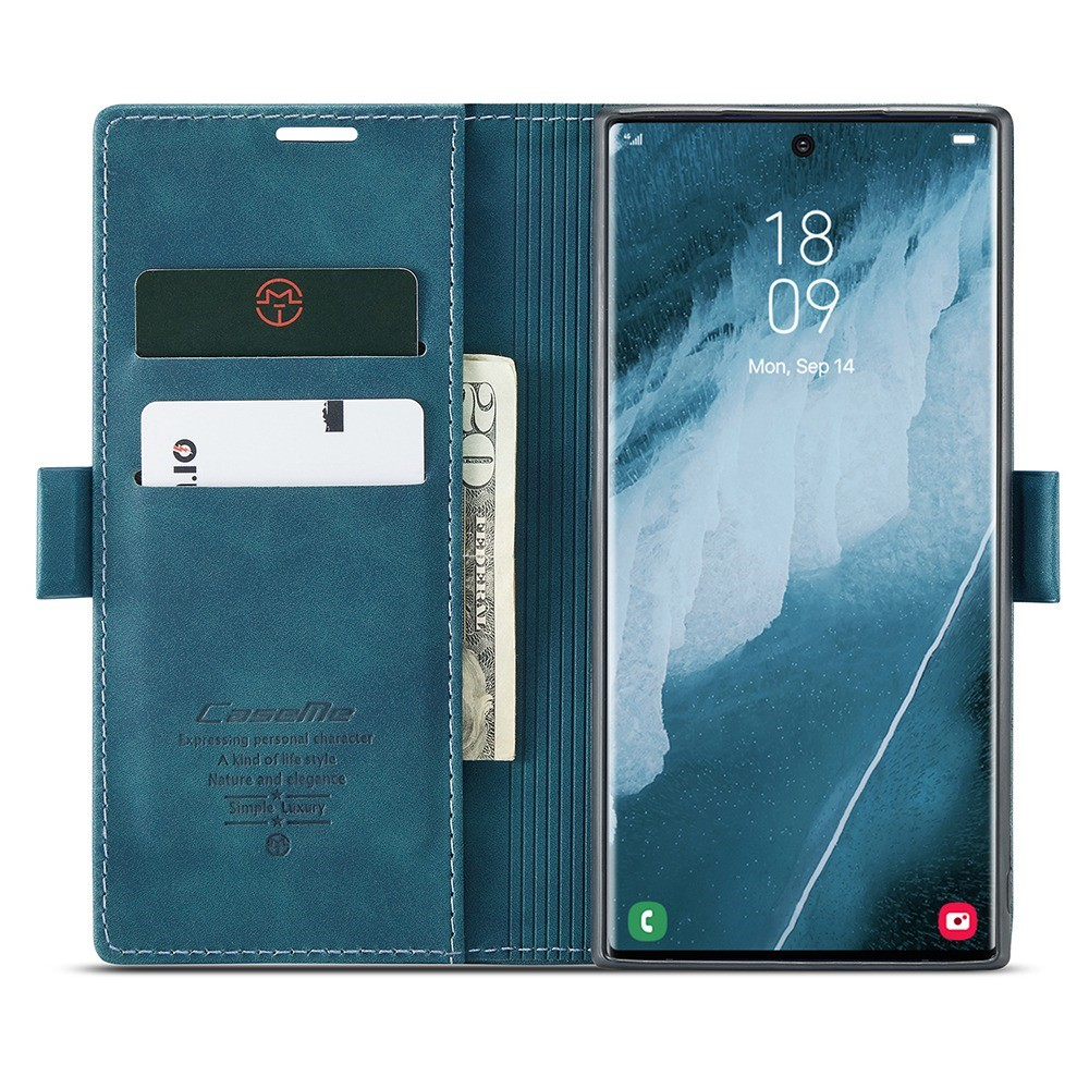 Samsung Galaxy S22 Ultra 5G Leder Tasche Flip Wallet Etui mit Kartenfächern - Blaugrün
