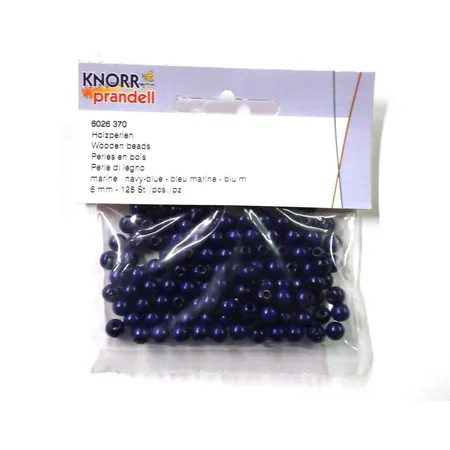 Knorr Prandell Holzperlen 6 mm, marineblau, 125 Stück