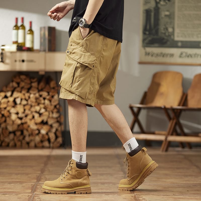 Nataro - Cargoshorts met trekkoord in de taille en wijde pijpen