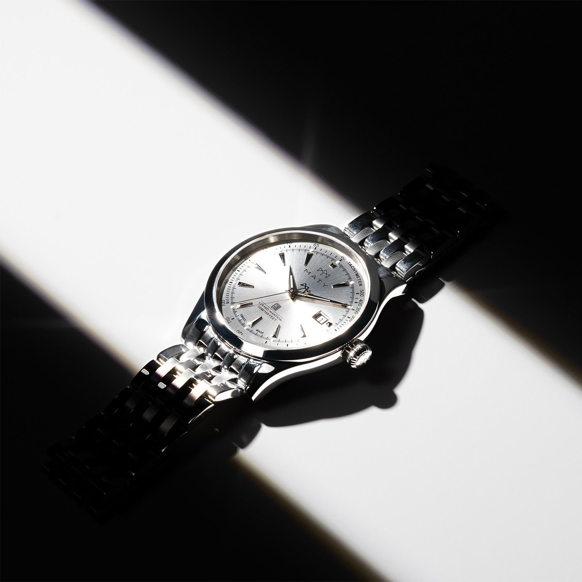Montre MATY GM cadran gris bracelet acier