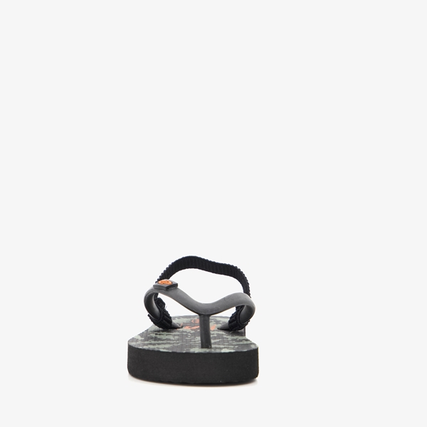 Zwarte kinder teenslipper met dino opdruk