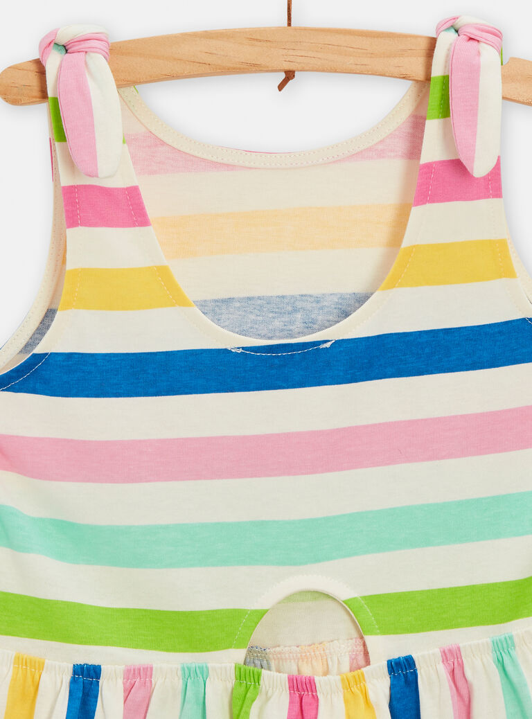 Robe imprimé rayures multicolores pour fille