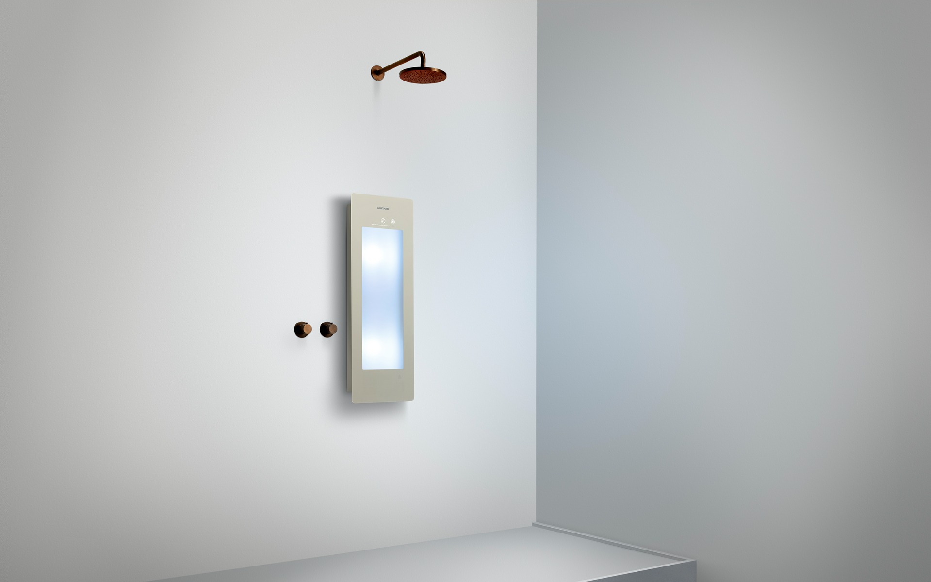 Sunshower Round Plus Small Sand White infraroodlamp en UV 33x95x10cm opbouw