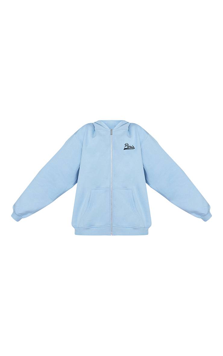 Bleu Sweat À Casynthétiqueche Zippé Intégral Brodé Paris