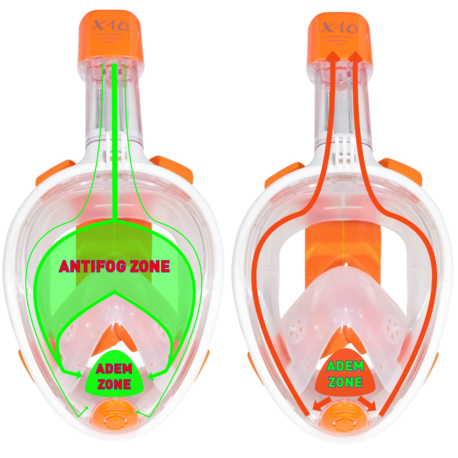 X10 Volwassen S/M snorkelmasker - Orange