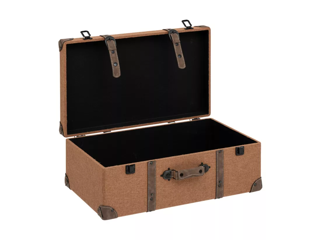 Set de 3 Malles de rangement Marron Caramel style Vintage L 60 L 55 et L 45 cm