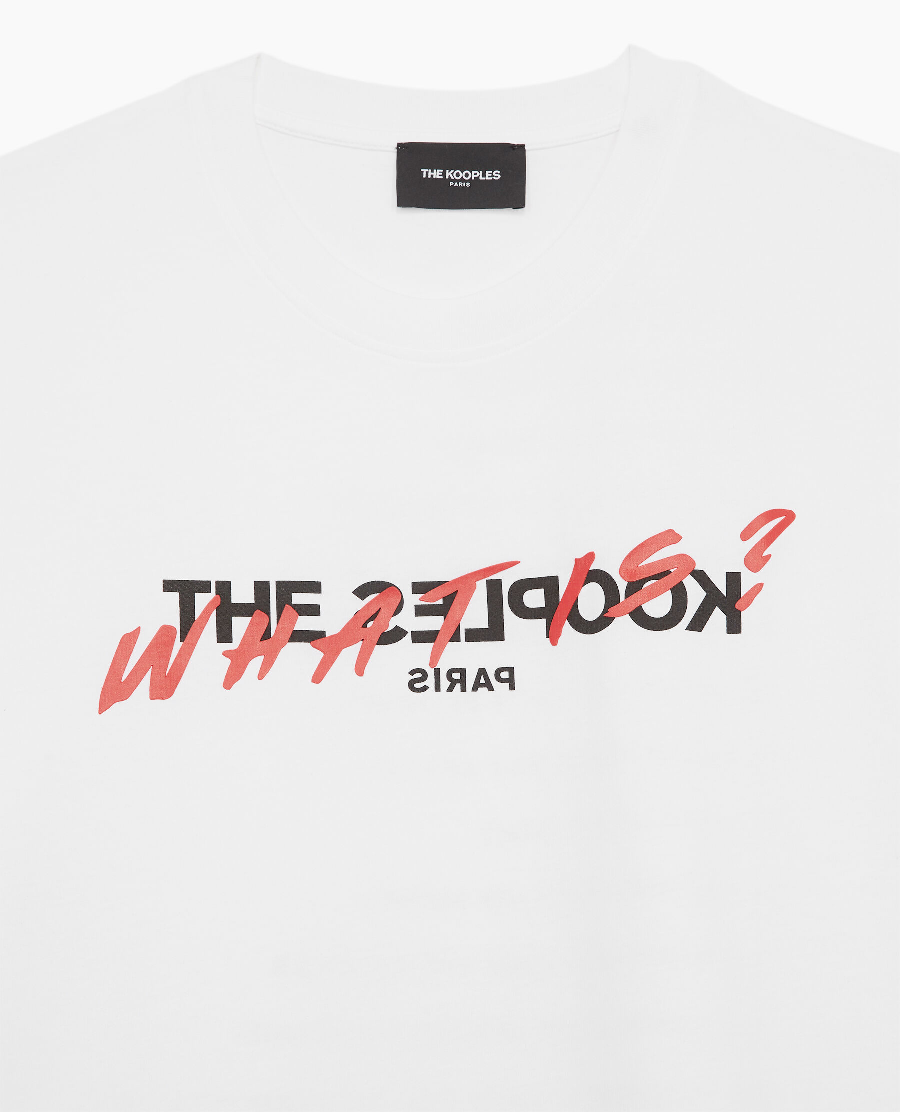 T-shirt blanc coton imprimé What is