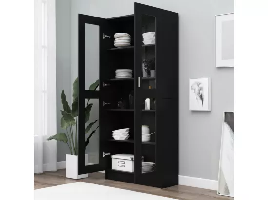 Armoire à vitrine Noir 82,5x30,5x185,5 cm Aggloméré