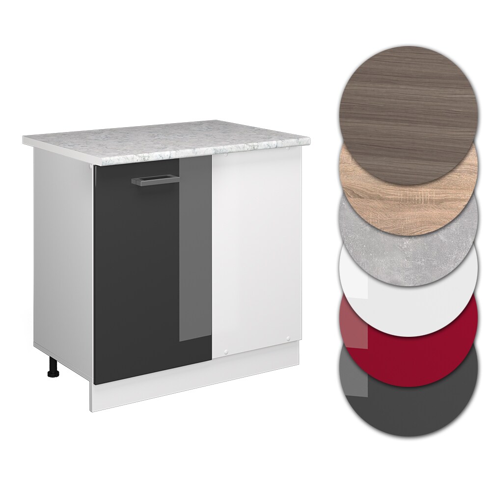 Vicco Eckunterschrank Küchenschrank Küchenzeile R-Line 86 cm Weiß Anthrazit Tür Hochglanz Arbeitsplatte