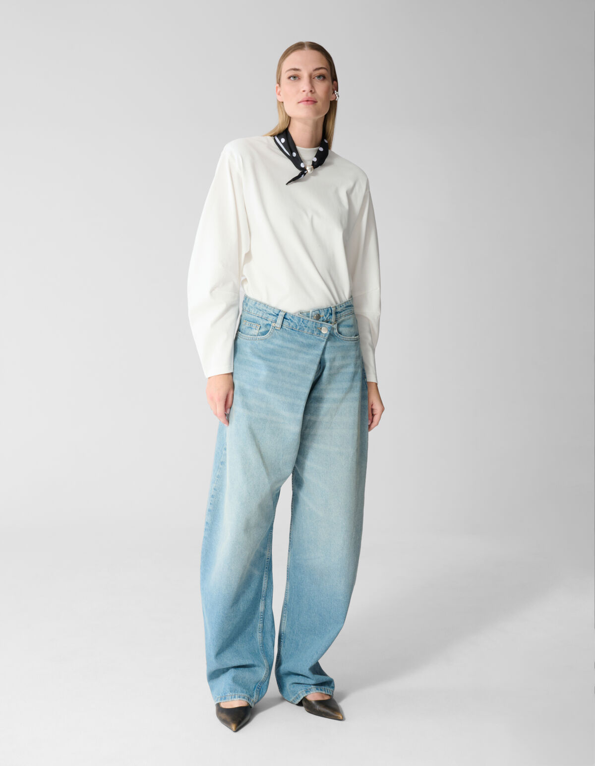 Folded Baggy Fit Jeans Mediumstone
