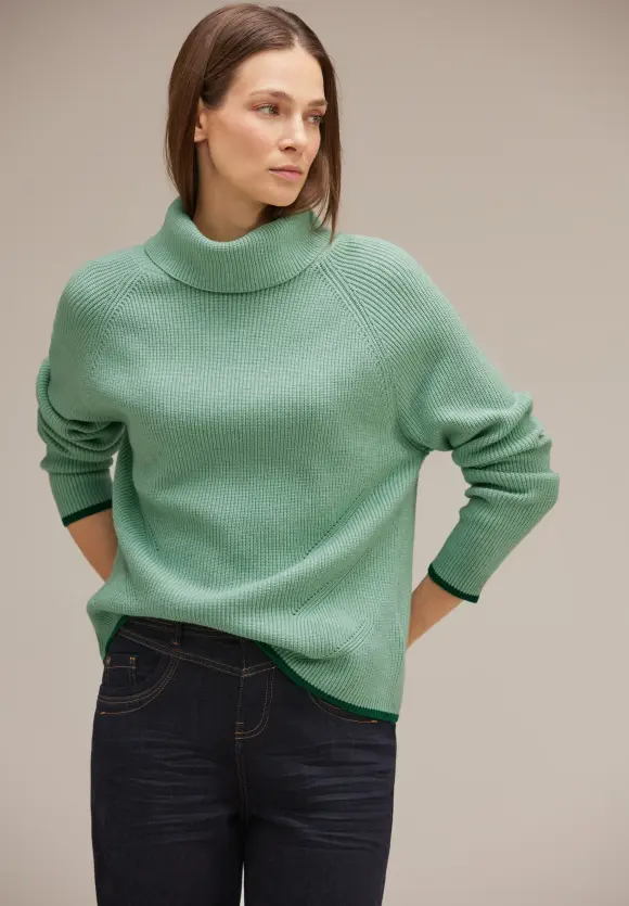 Rollkragenpullover - gentle green melange
