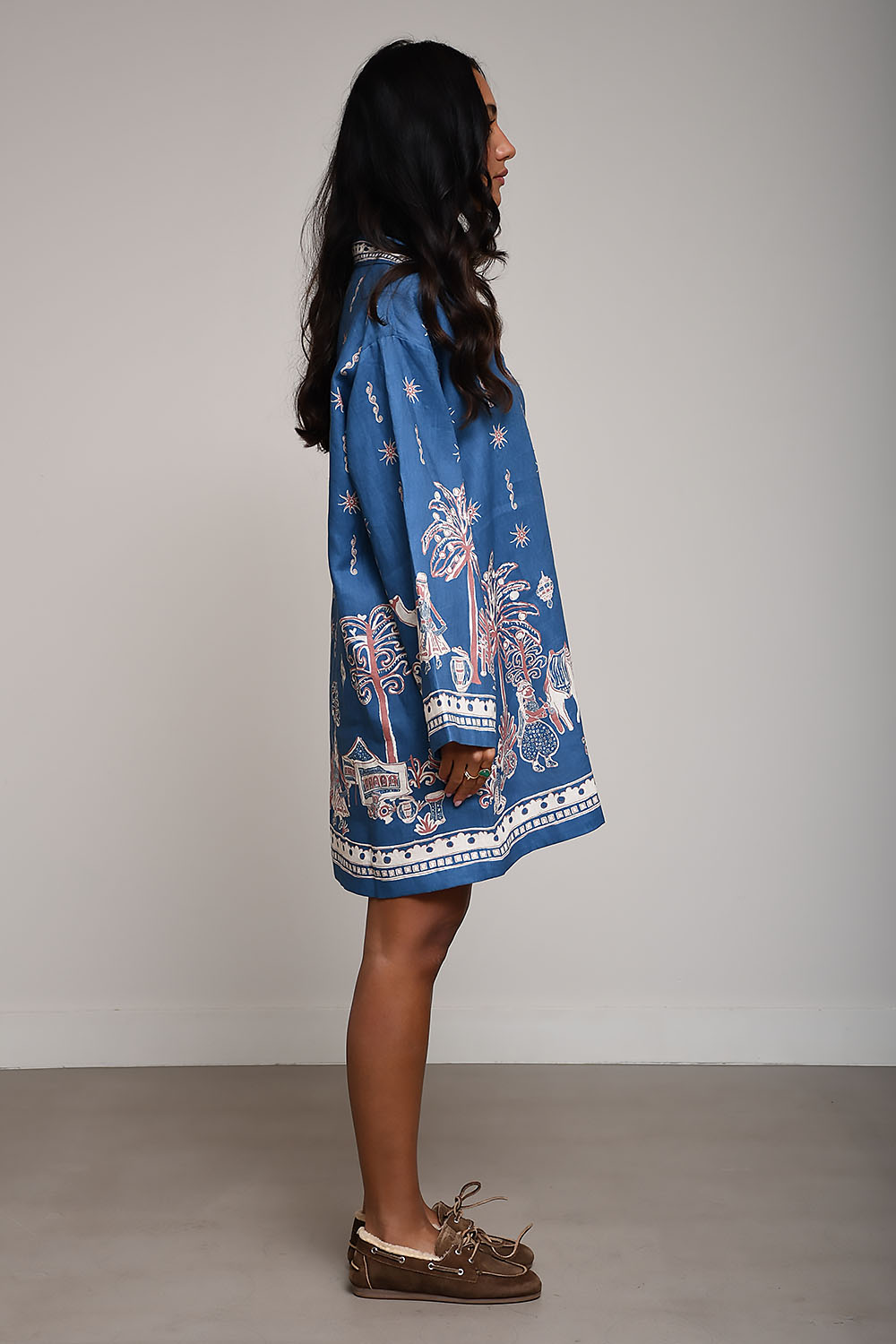 Acacia long sleeve linen mini dress