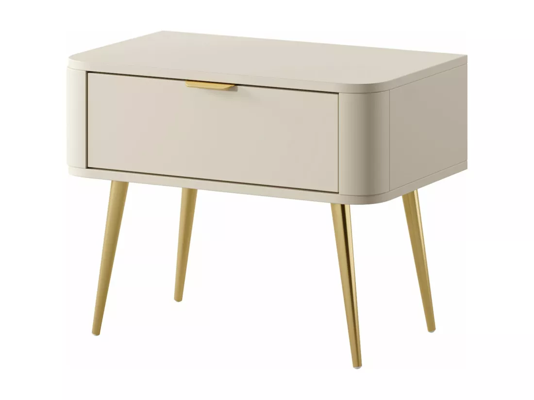 Table de chevet - avec tiroir - 63 cm - beige- OVAL