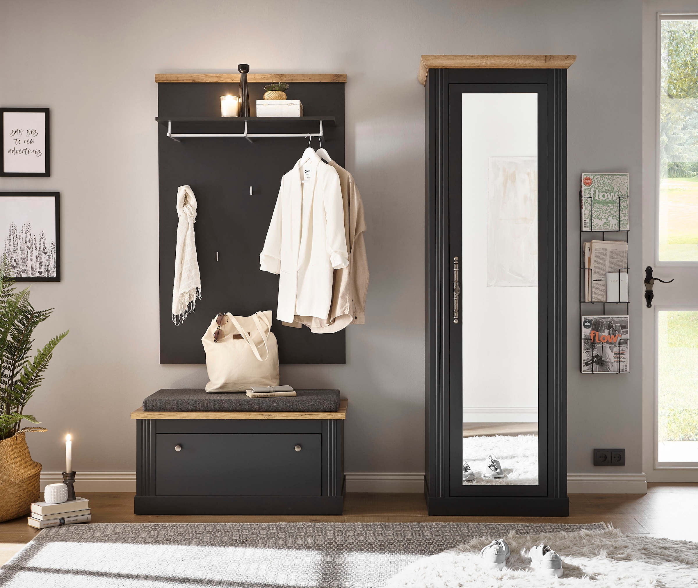 Home affaire Garderoben-Set »WESTMINSTER BESTSELLER!« Schuhbank, Wandpaneel, Garderobenschrank, 3 Stk. tlg.