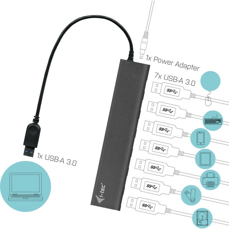 i-tec Metal Superspeed USB 3.0 7-Port Hub