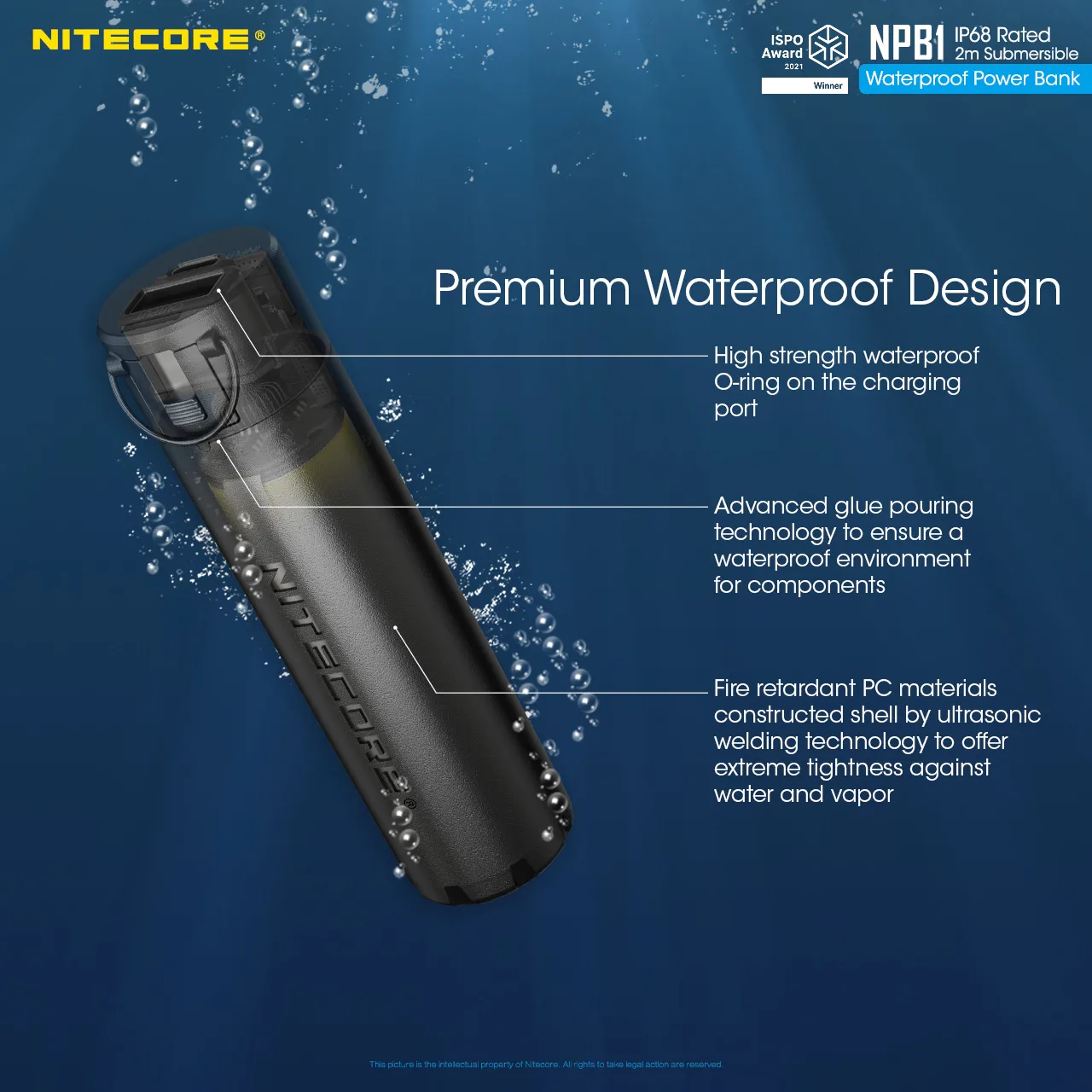 Nitecore Npb1 Waterproof Powerbank 5000 Mah Black