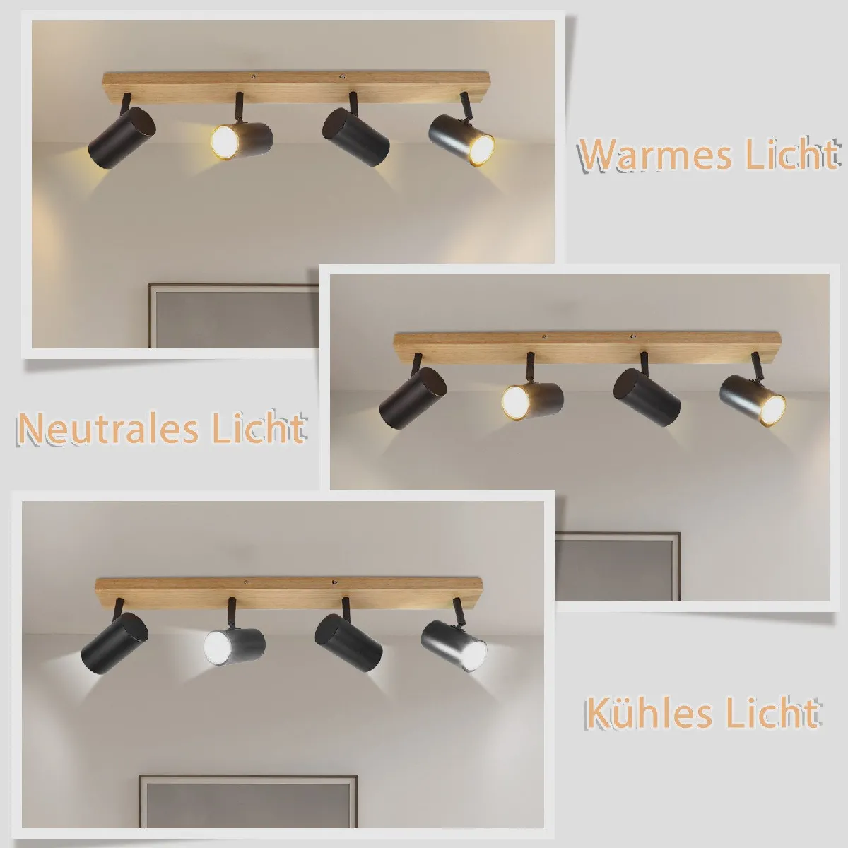 ZMH Lustre 4 Flammes - Noir/Blanc