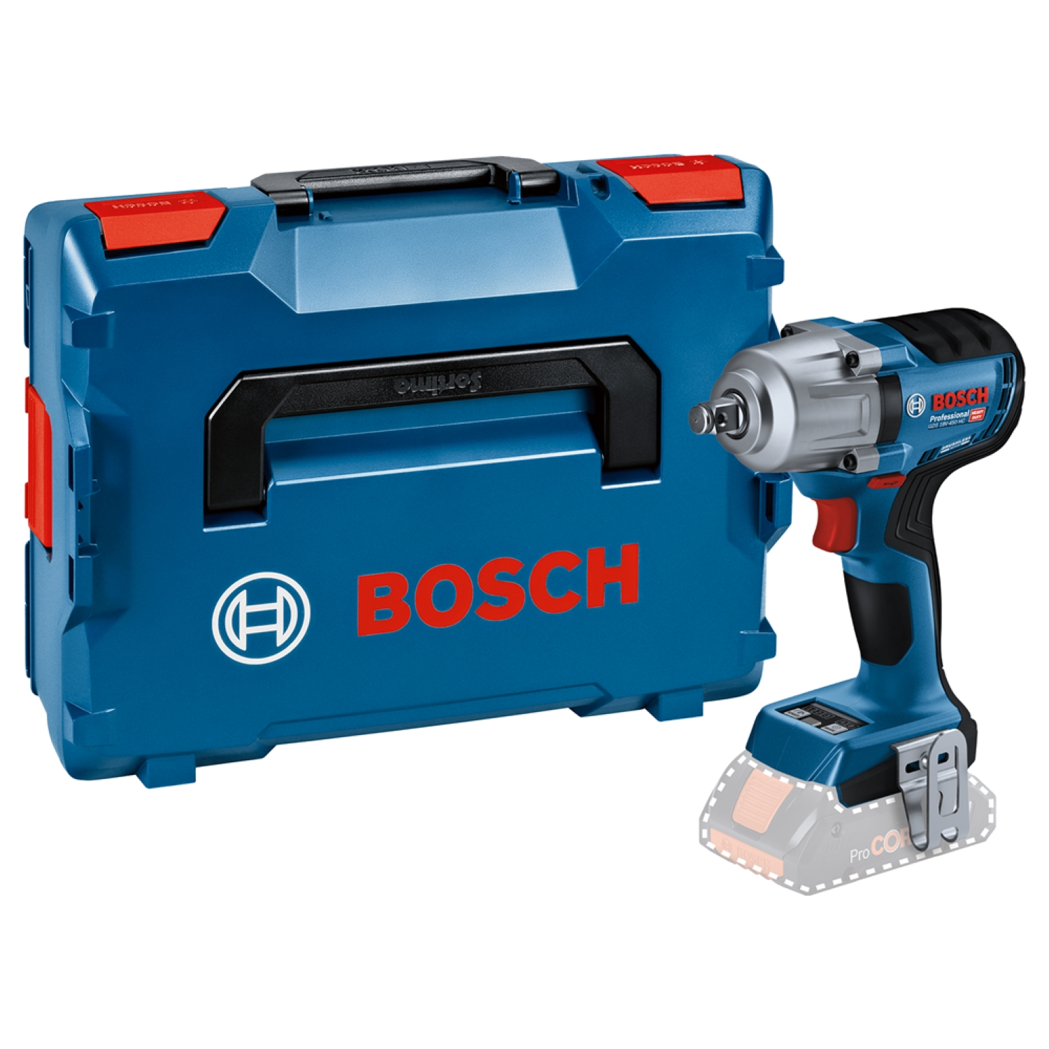 Bosch GDS 18V-450 HC 18V Li-ion Accu slagmoeraanzetter body in L-Boxx - 450 Nm