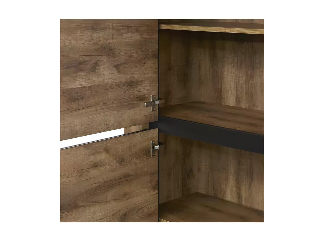 Argentier 3 portes à LEDs Bois Tropical - PEYTON