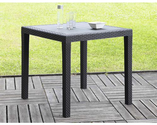 King tuintafel, polyrotan kunststof, 79x79x72 cm, antraciet