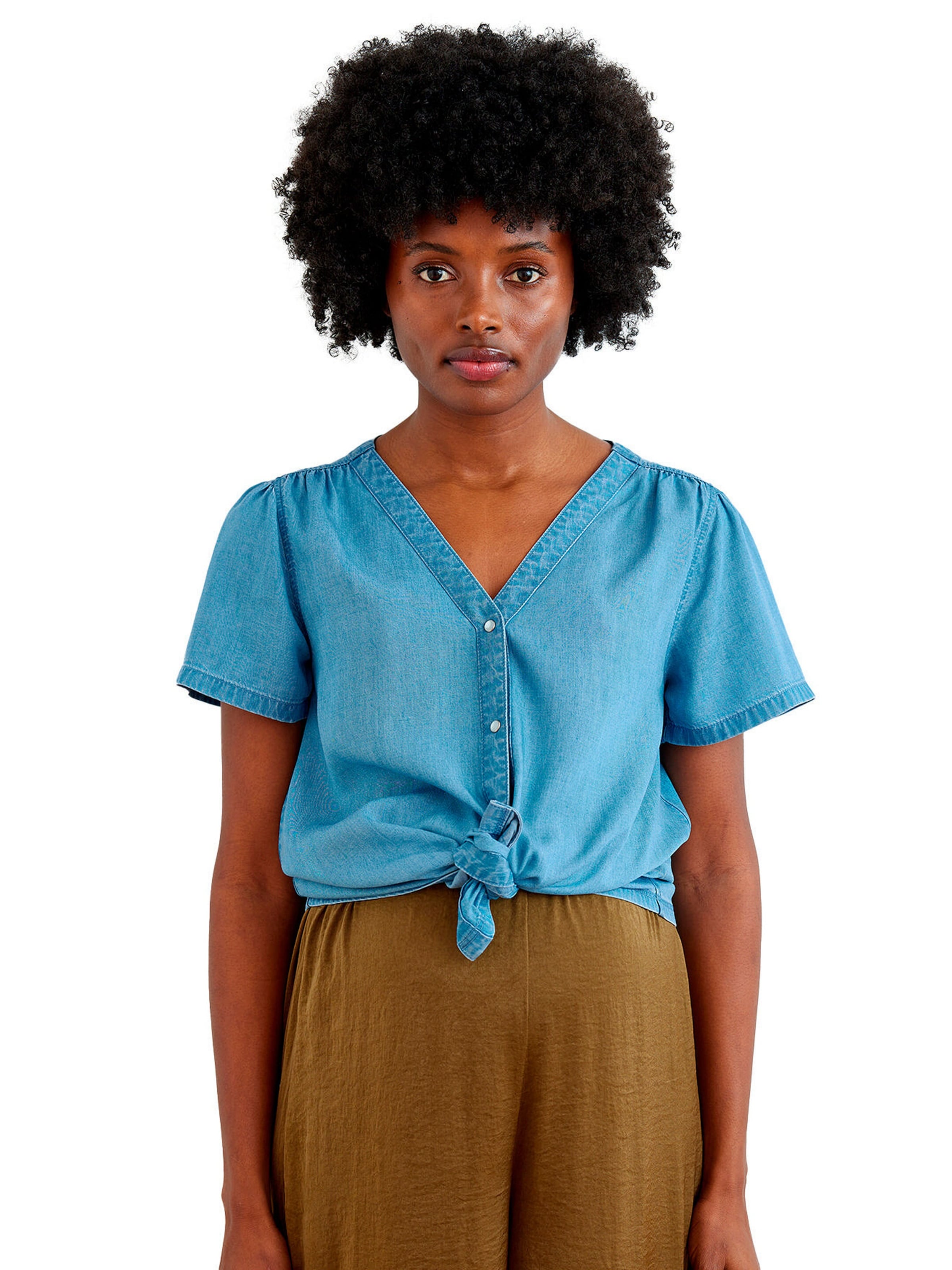 Vertbaudet Bluse für Schwangerschaft und Stillzeit aus Lyocell, Druckknopfverschluss blue stone