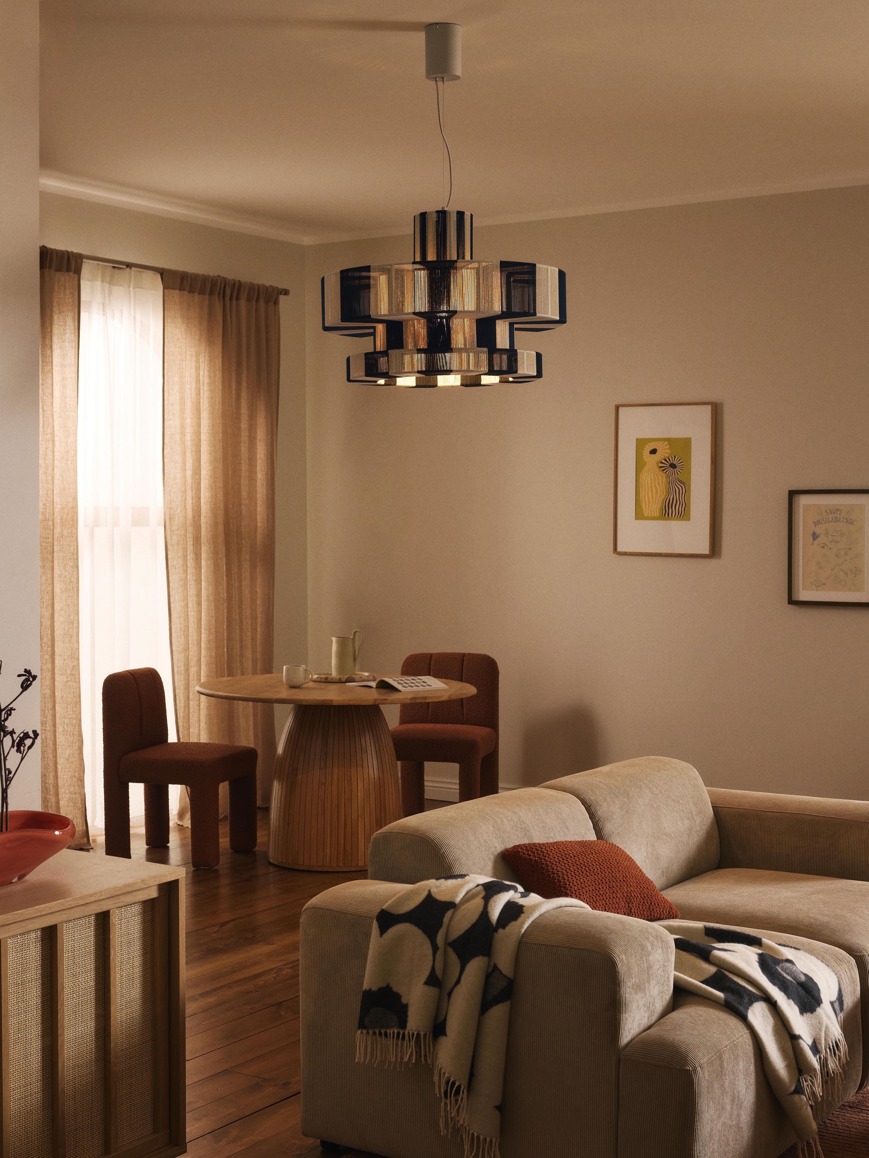 Grote hanglamp Lace van linnen draad