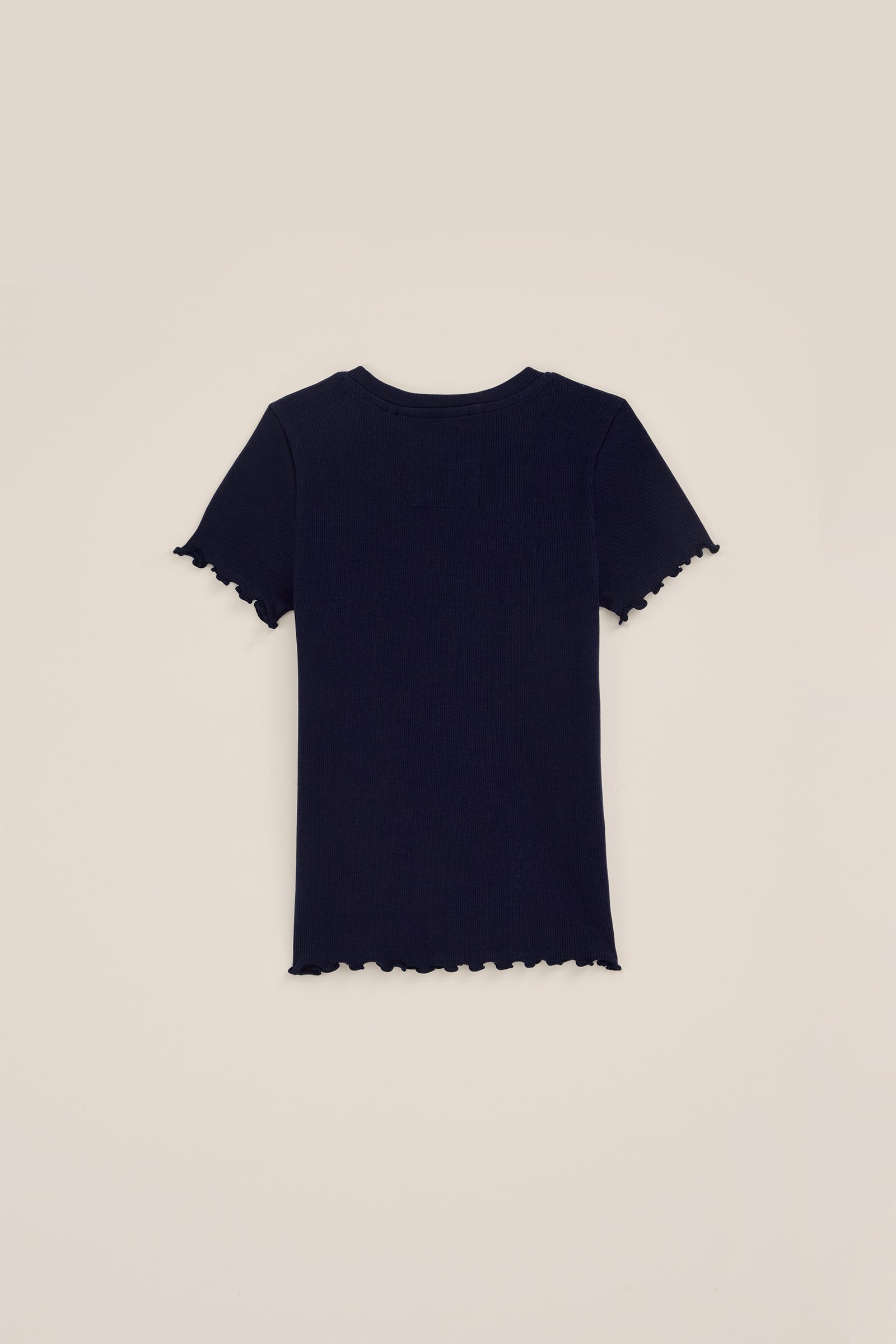 Meisjes T-shirt met ribstructuur WE Fashion Marineblauw