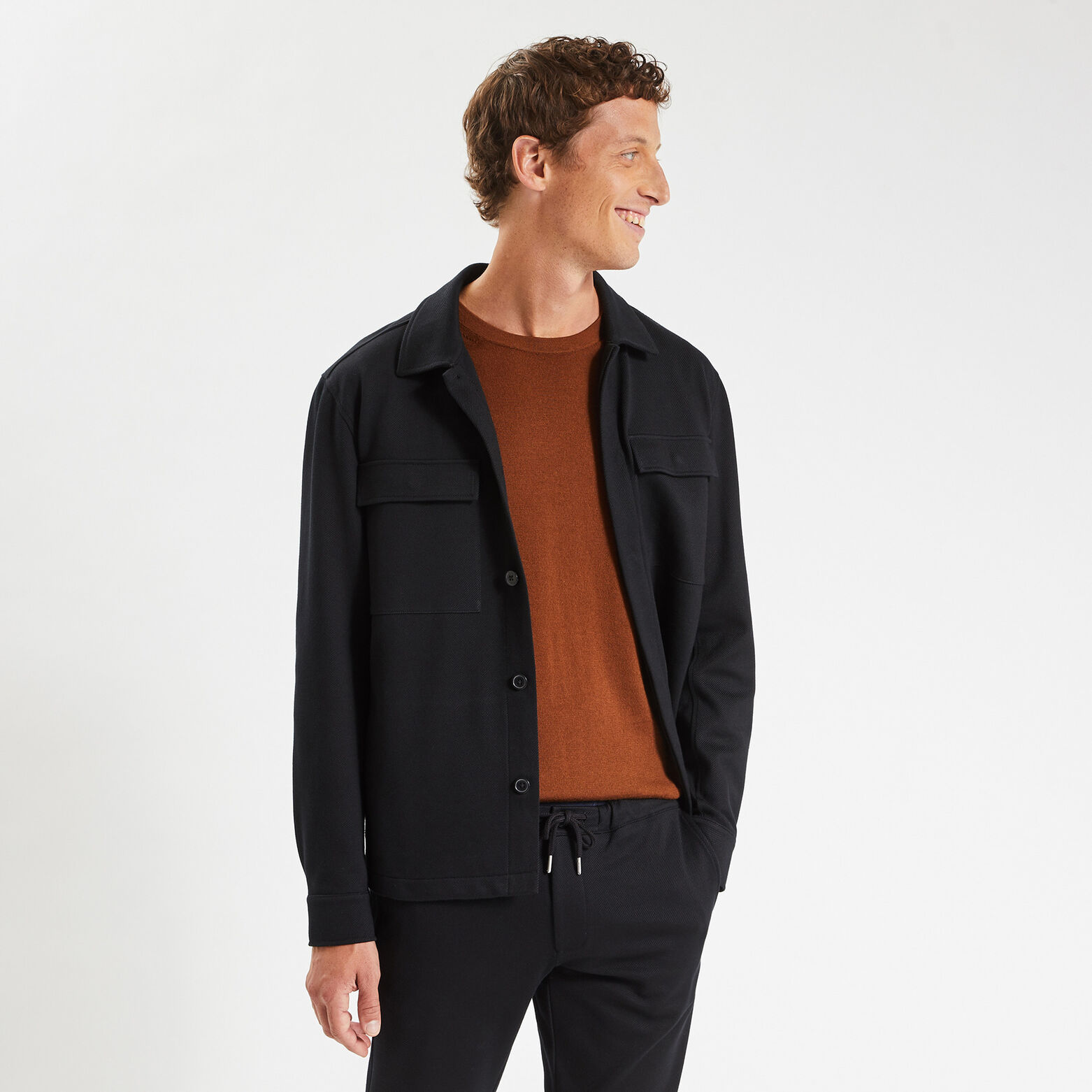Surchemise unie coton maille Noir