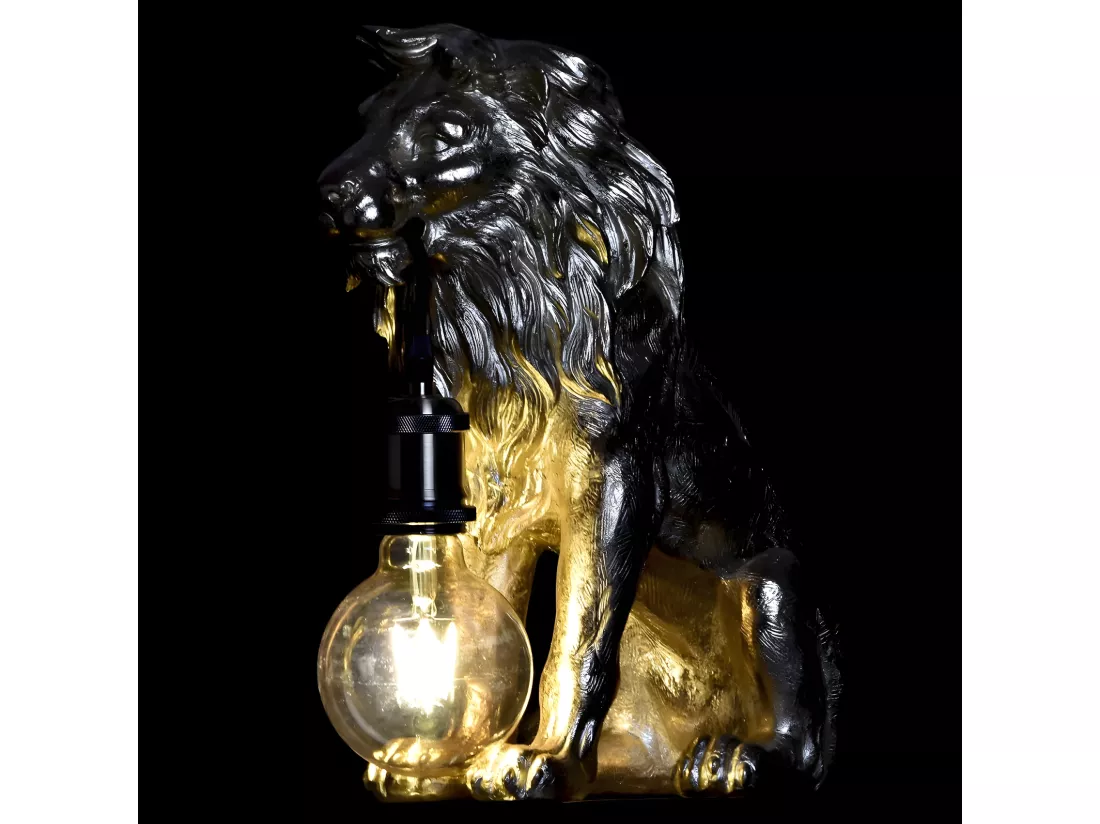 Lampe à poser lion doré 35.5 cm