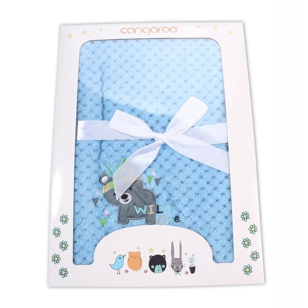 Cangaroo Babydecke Freya, Größe 80 x 110 cm kuschelige Babydecke aus Fleece blau
