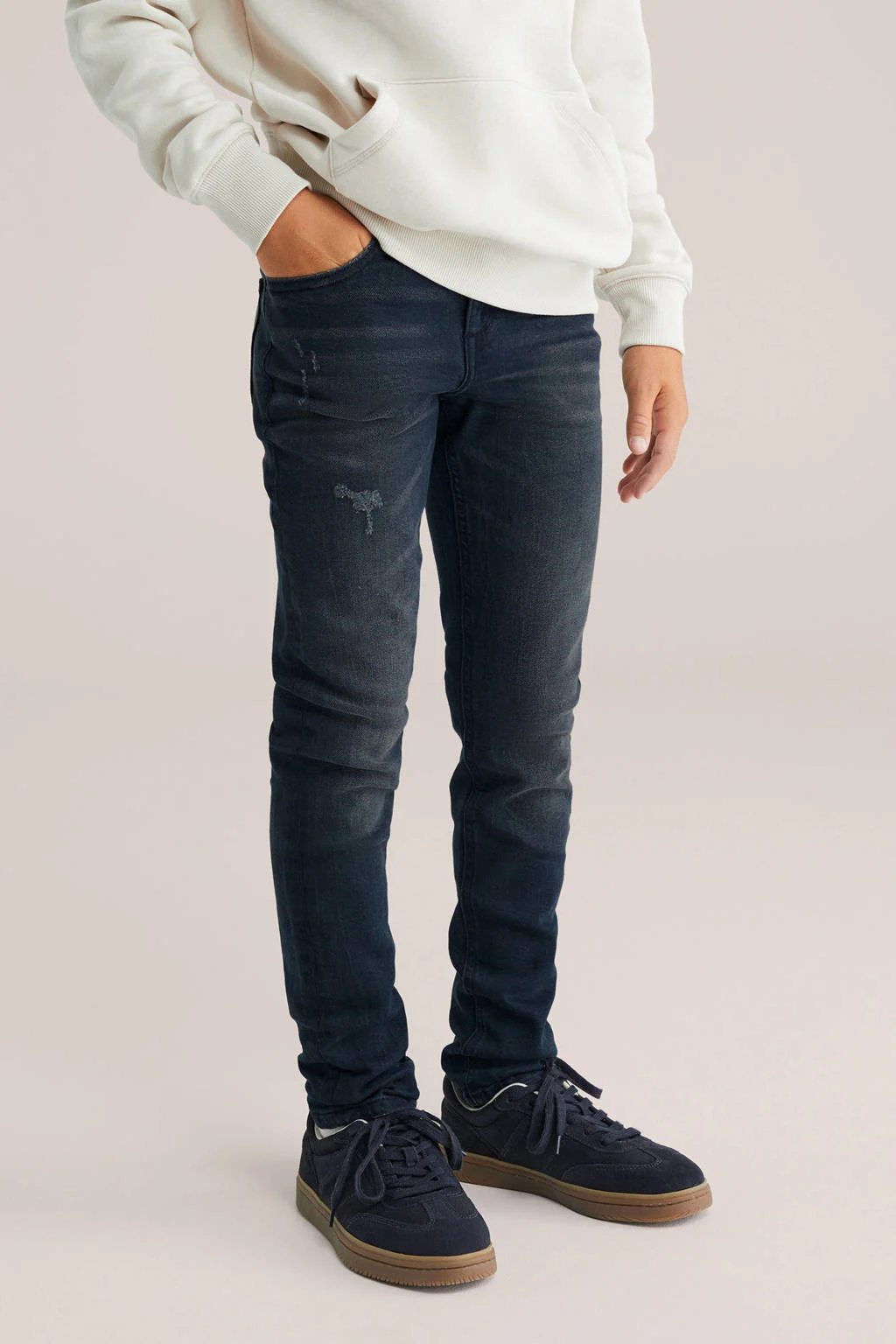 WE Fashion Blue Ridge waist slim fit jeans dark blue denim