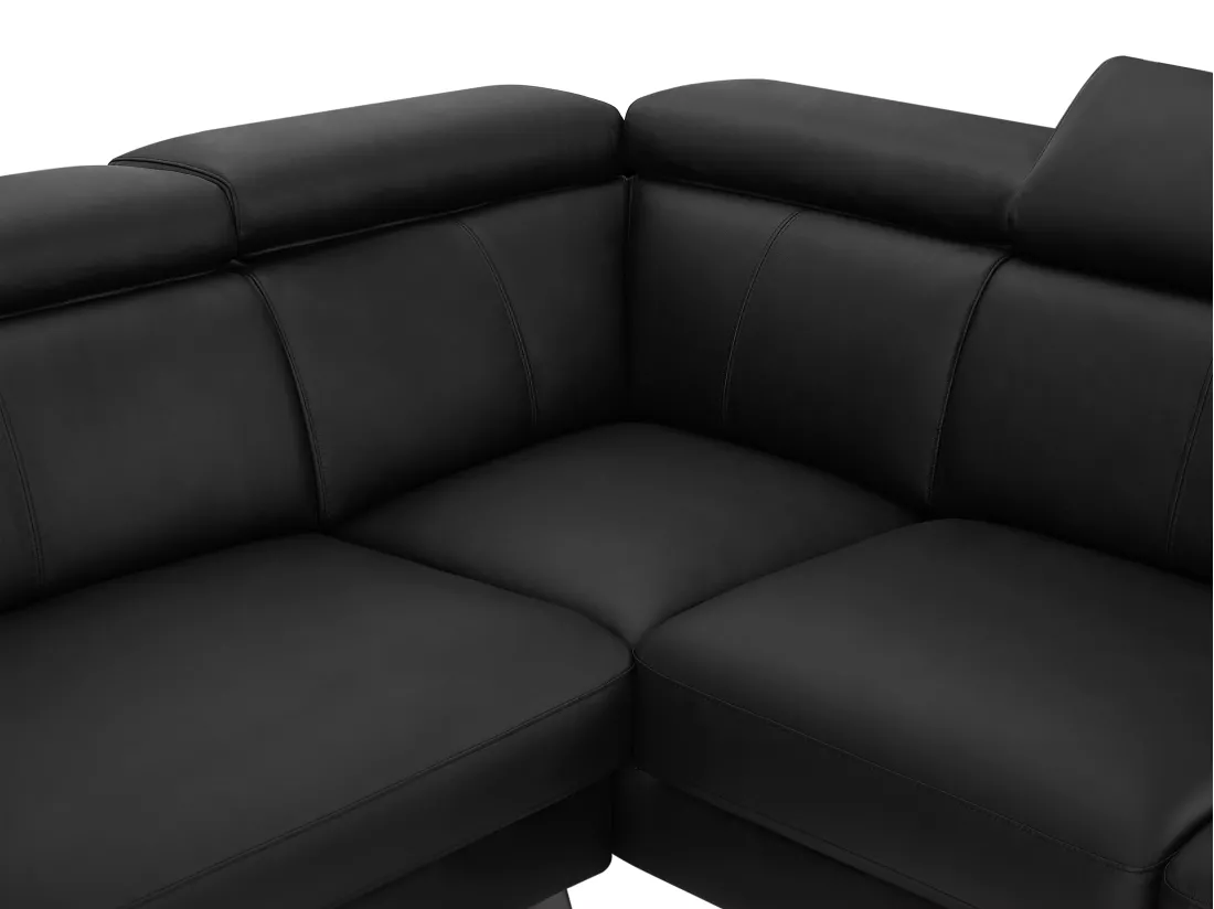 Canapé d'angle droit en cuir noir MARAMBA