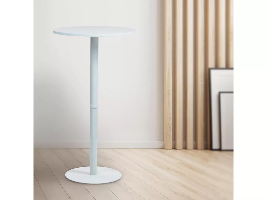 Table haute - rond Ø 60 cm - Bois - Blanc / Blanc - Hereford