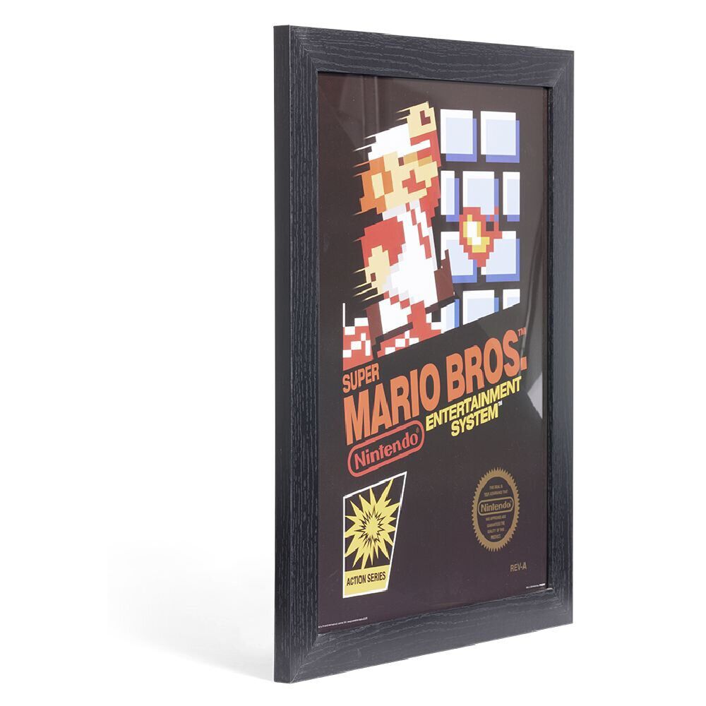 Affiche Super Mario Bros dans cadre bois noir 33,5x44,5xH1,5cm