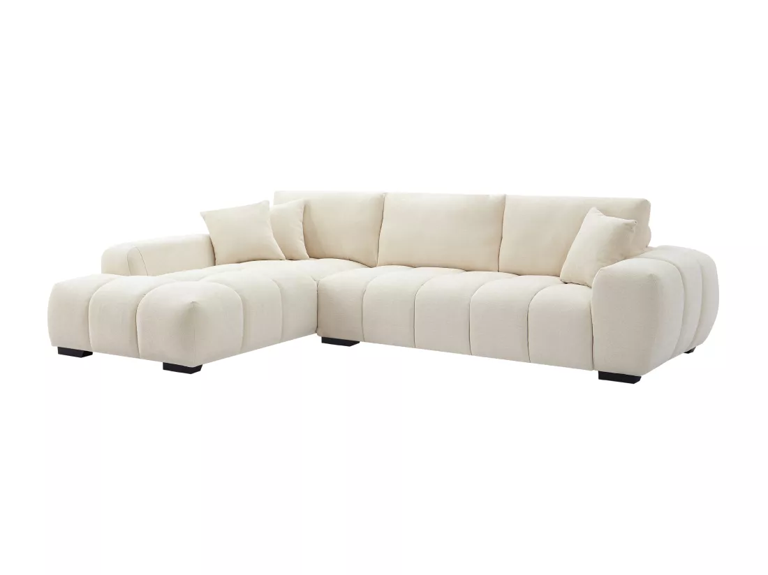 Canapé d'angle gauche en tissu beige BERENIA