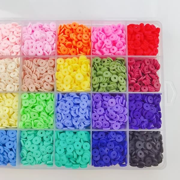 Clay Beads / Heishi Beads Merkki Kit - KREA DIY Smykkesett med forskjellige perler - 7000 stk