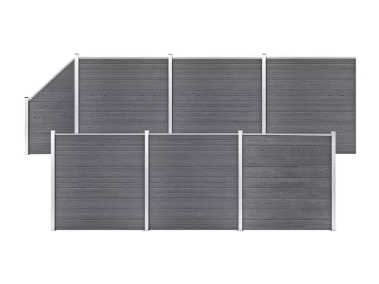 Ensemble de clôture WPC 6 Carré + 1 Incliné 1138x186 Gris