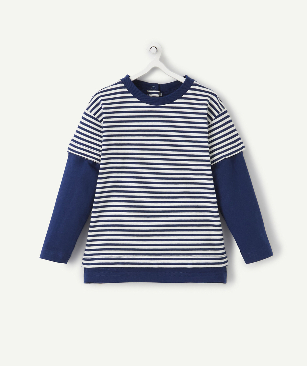 T-SHIRT ÉVOLUTIF 2 EN 1 MARINIÈRE BLEU MARINE