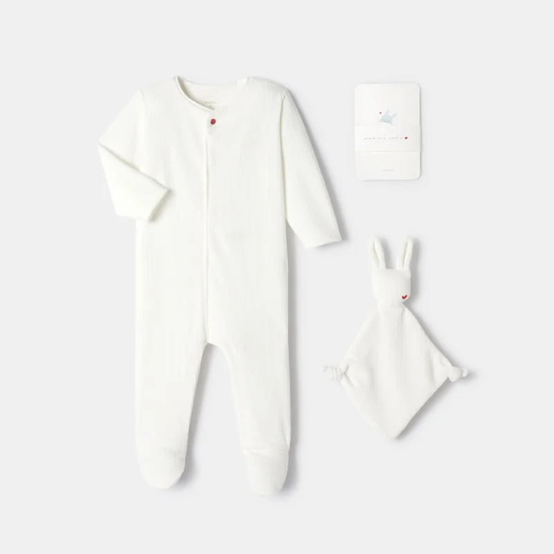 Coffret pyjama et doudou en velours blanc naissance Absorba Blanc