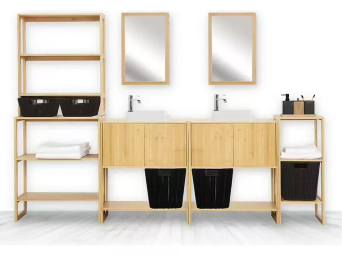 Meuble évier en bambou avec 1 niveau 80x69.6x33.5cm 7house