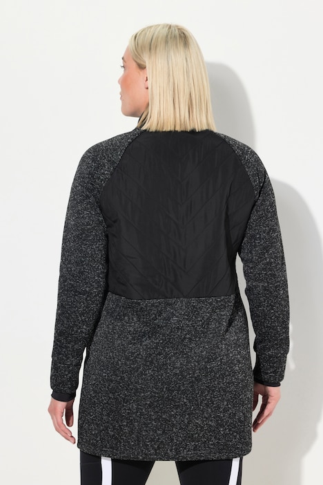 Long-Strickfleecejacke, 2-Wege-Zipper, Daumenloch