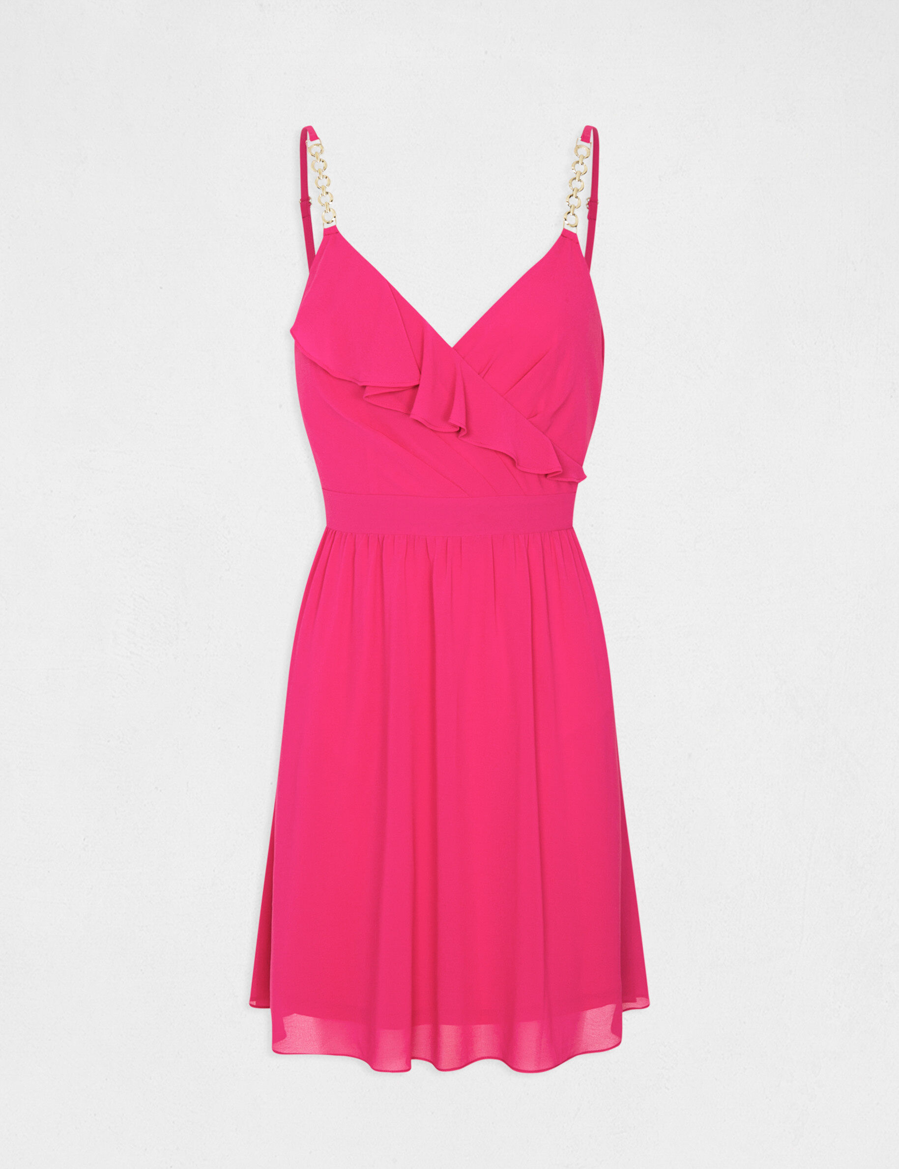 Robe patineuse avec col cache-coeur rose fonce femme - rose_fonce