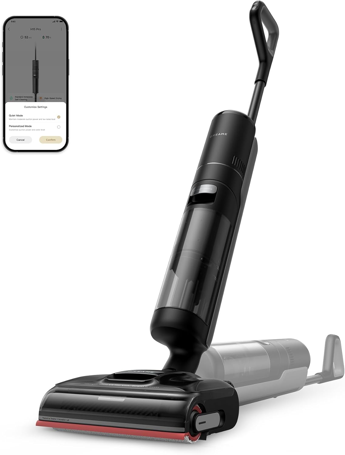 dreame H15 Pro Nass- und Trockensauger, GapFree AI DescendReach Roboterarm, dreifache Kantenabdeckung, 21.000 Pa Saugleistung, 0 Tangle, 100°C Bürstenwäsche, 5min 90°C Trocknung, 180° Lie-Flat
