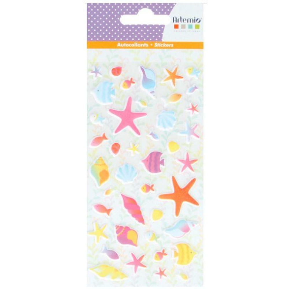 Stickers 3d puffies sirènes et coquillages