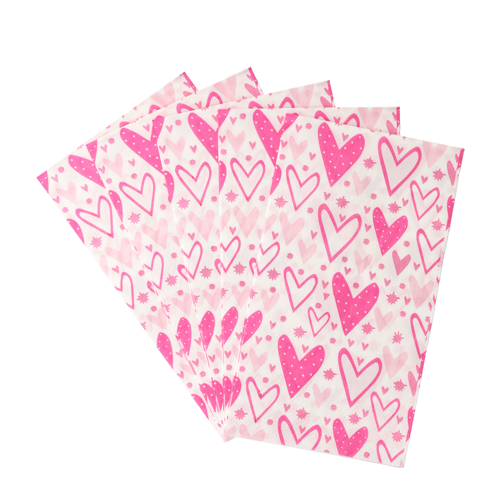 (20er Set) 33x40cm Valentinstag Einweg Servietten Party Tisch Dekoration Herz Design - Weiss / Pink