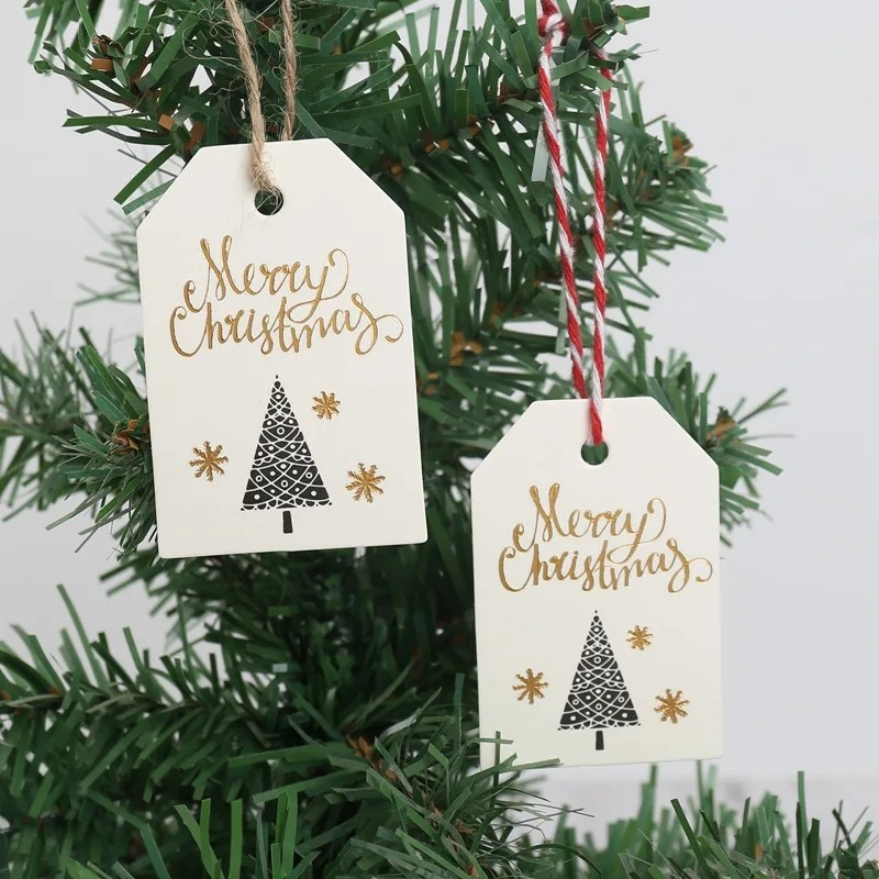 (100er Set) Weihnachts Geschenk Anhänger Christmas Gift Etiketten - Tannenbaum