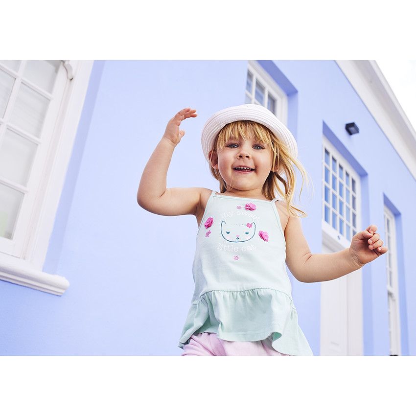 Ensemble 2 pièces avec patchs effet pétales 3D pour bébé fille - Bleu
