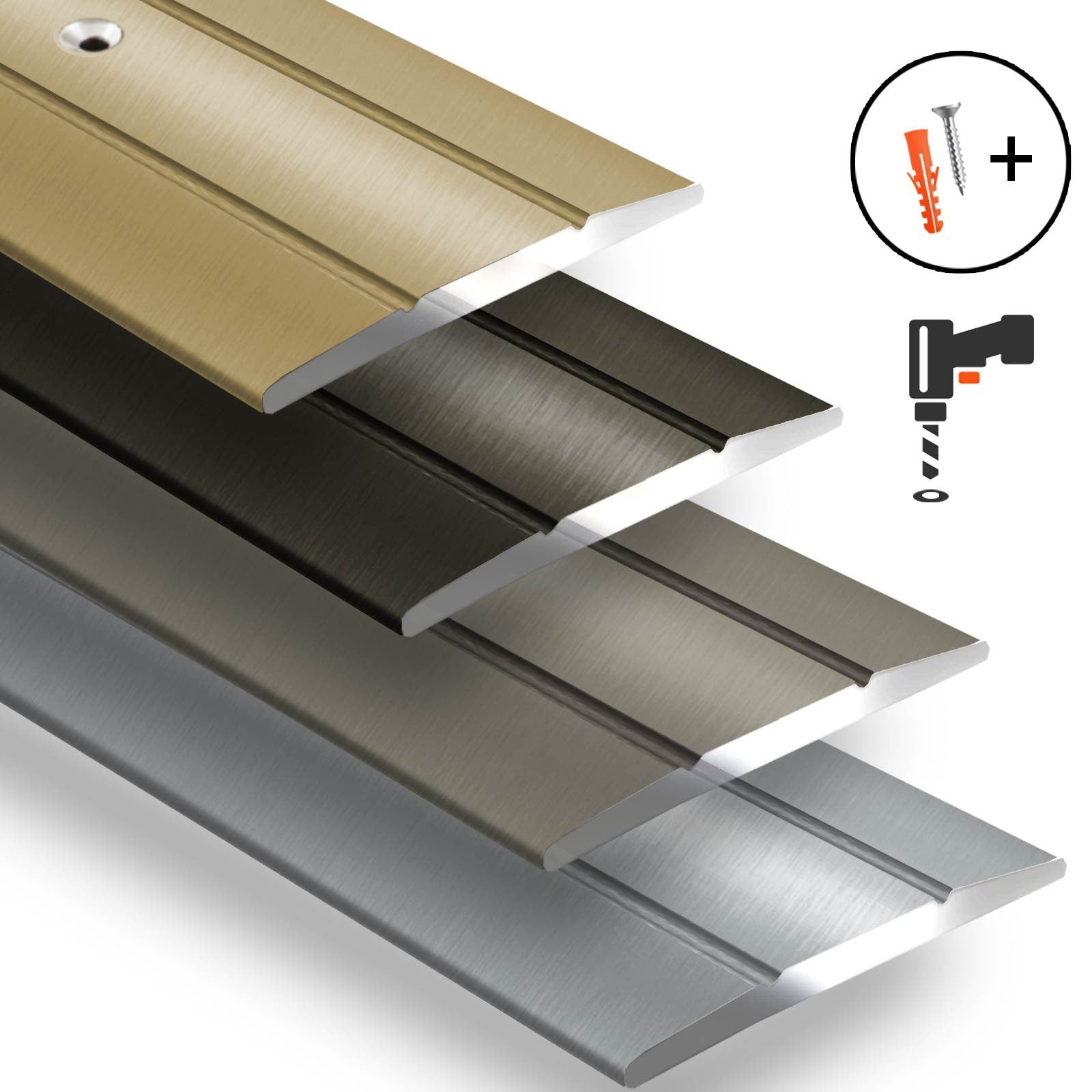 floordirekt Übergangsprofil | Abdeckleiste Firm | K132 | Form: C | Breite: 36 mm | Länge: 90 cm | Vorgebohrt