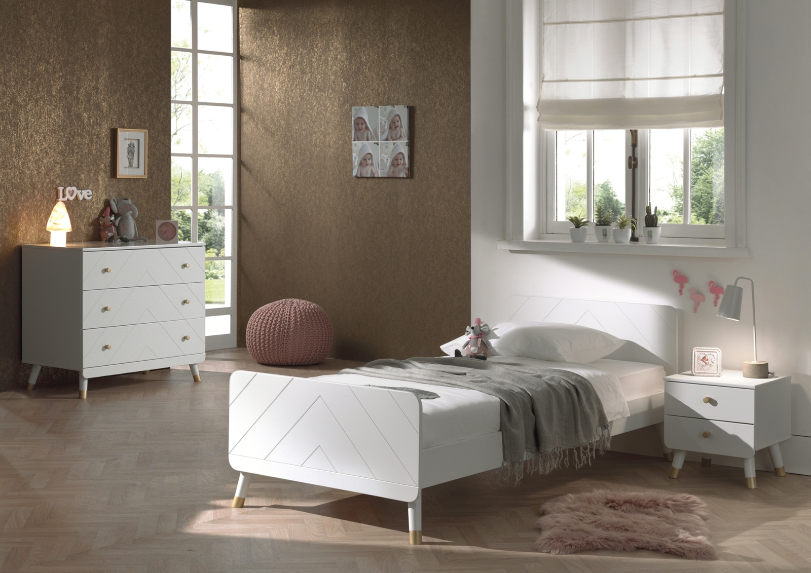 3-teiliges Kinderzimmer-Set BILLY - satinweiß - 90x200 cm